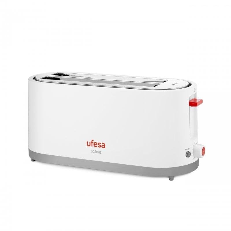 Broodrooster Ufesa TT7375 2 lange brede sleuven 1400 W 7 bruiningsstanden Ontdooifunctie Grijs rood wit