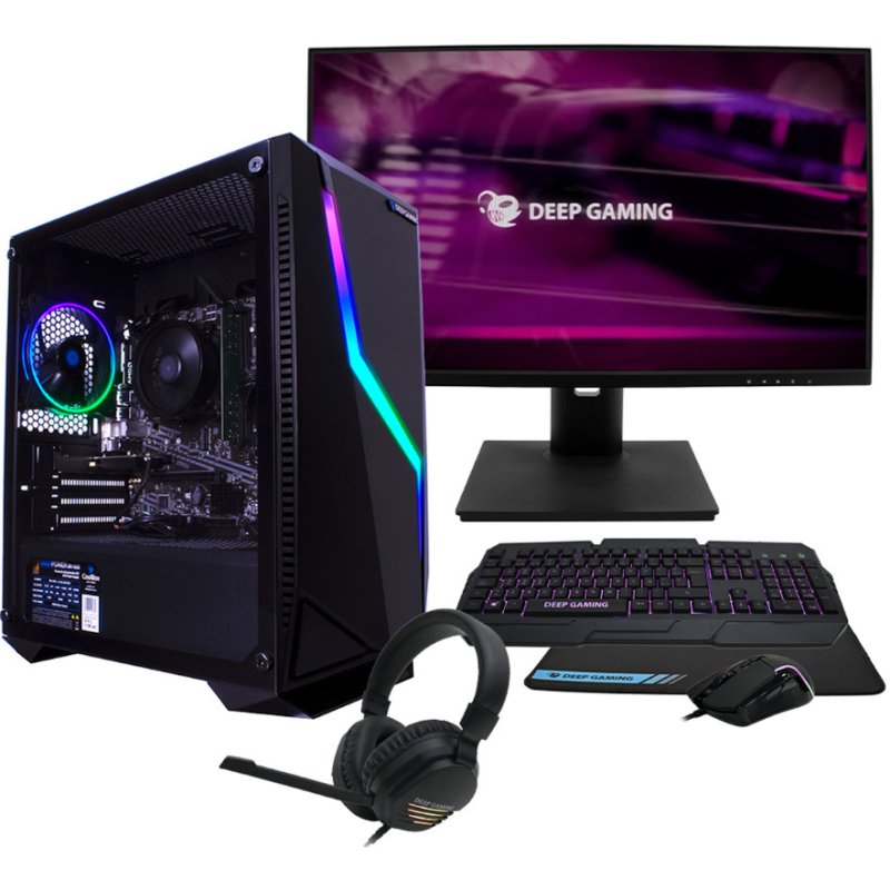 CoolBox Deep Gaming AMD Ryzen 5 5600G/16GB/1TB SSD + Monitor 24" Regulable + Setup Gamer