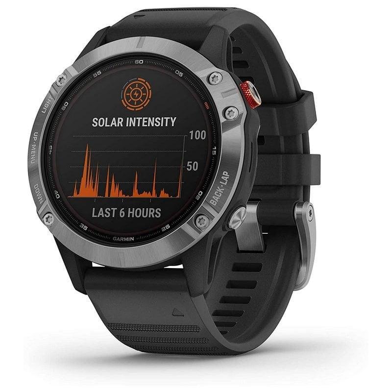Garmin Fénix 6 Solar 47mm Plata con Correa Negra | PcComponentes.com