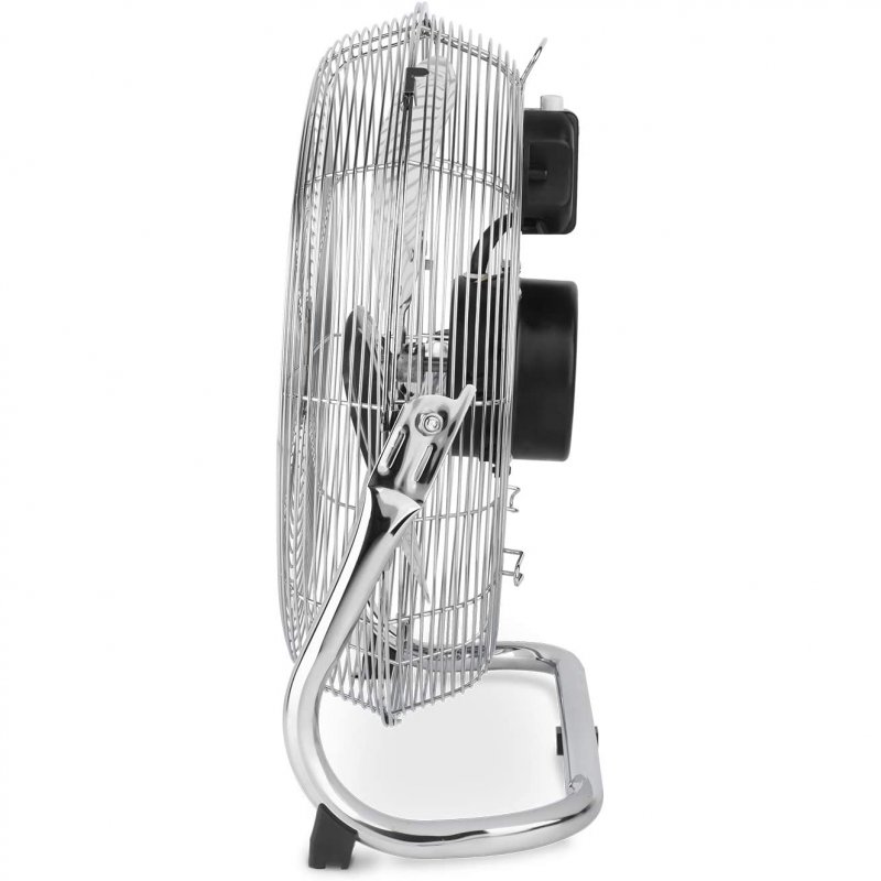 Ventilatore Da Terra H.Koenig JOE30 40 Cm - 3 Velocità, Pale In Metallo, Testa Inclinabile, Silenzioso, Design Cromato, 100W