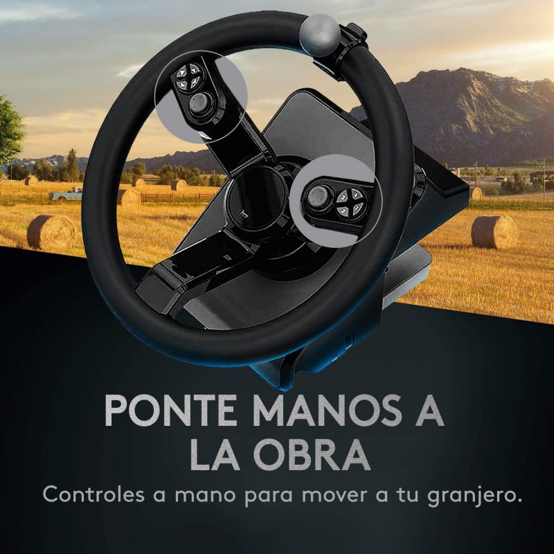 Logitech G Saitek Paquete de Equipo Pesado Volante 900 Grados + Pedales +  Panel Lateral