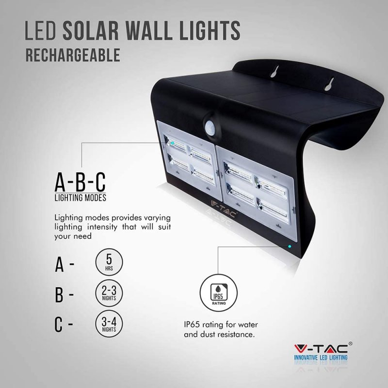 V-TAC VT-422 Lampada solare LED 2W panda wall l