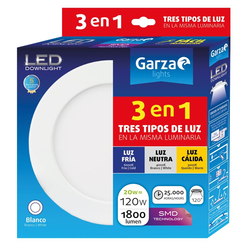 Garza Empotrable Downlight LED 12W Contorno Blanco