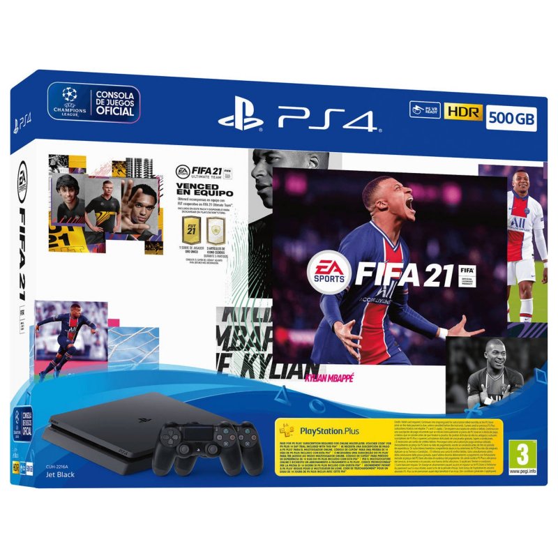 Console PS4 Slim 500GB com 2 Controles e Fifa 19 - 2 Anos de