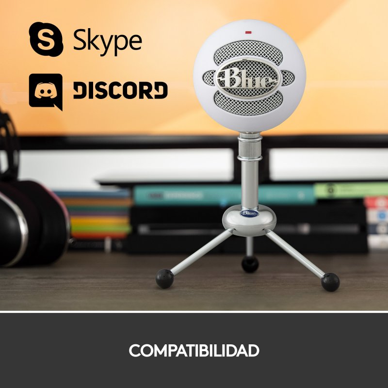 Blue Snowball Microfono USB Per Streaming, Podcast E Gaming – Suono Broadcast Con 2 Modalità Polari E Design Retrò (Bianco)