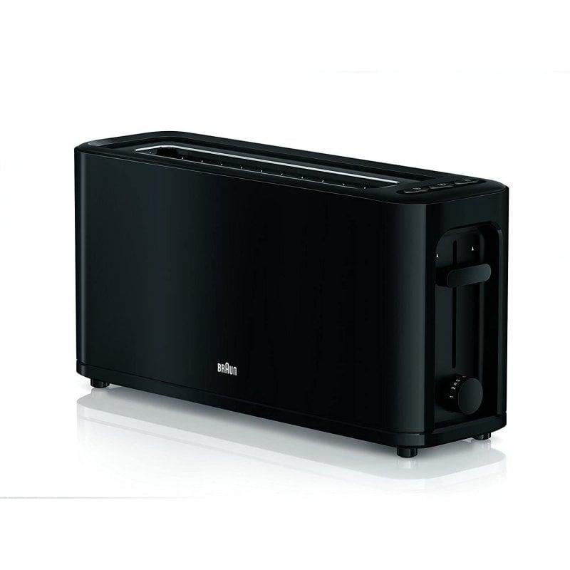 Toaster Braun HT3110BK 1 breiter Schlitz 1000 W 7 Bräunungsstufen Aufwärmen Auftauen Schwarz
