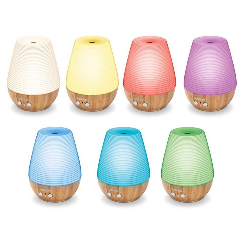 Diffusore Di Aromi Beurer LA 40, Bambù E Porcellana, 7 Colori E Timer