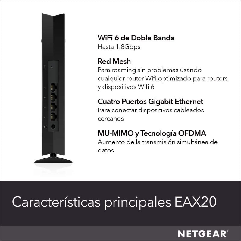Netgear EAX20 Repetidor WiFi 6 Mesh AX1800 Dual Band