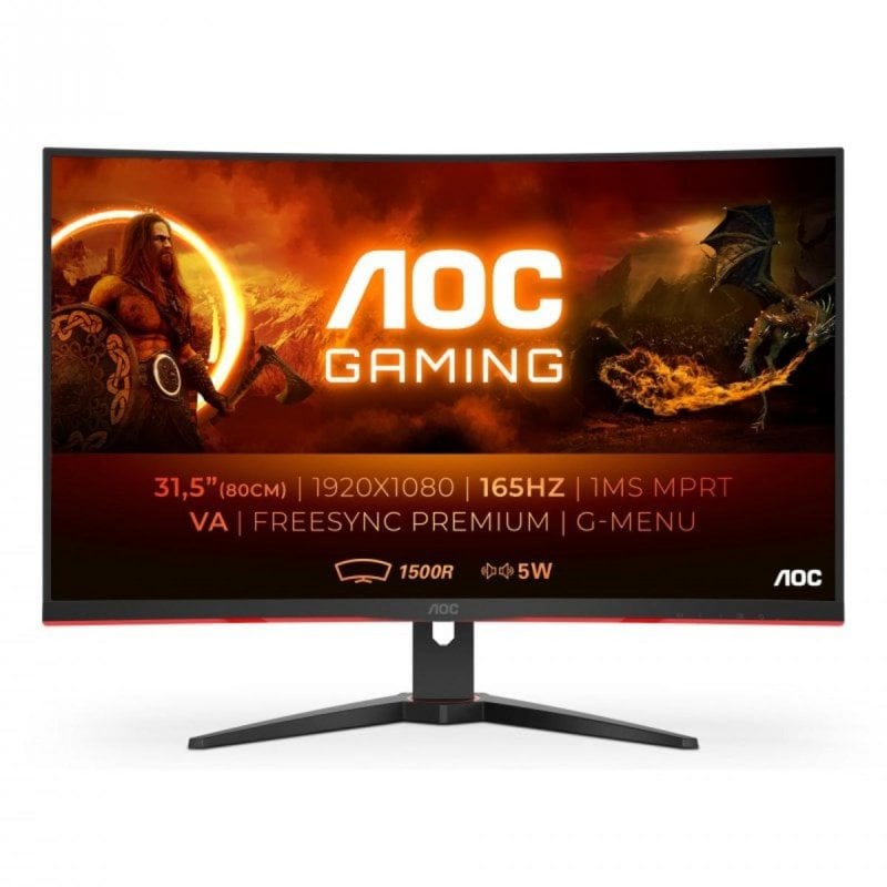 Monitor AOC C32G2AE/BK 31.5" VA Curvo 165 Hz 1 ms Full HD FreeSync Premium Altavoces Monitor AOC C32G2AE/BK 31.5" VA Curvo 165 Hz 1 ms Full HD FreeSync Premium Altavoces