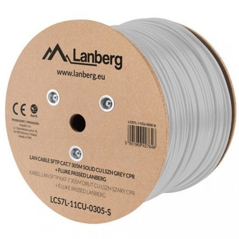 Lanberg Bobina De Cable Lan Sftp Cat Fluke Passed M Gris