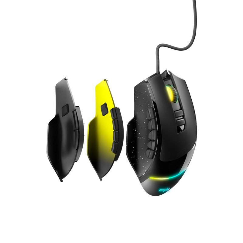 Energy Sistem Gaming Mouse ESG M5 Triforce - Mouse Ergonomico Con Sensore Ottico 10000 DPI, Peso Regolabile, 15 Pulsanti, LED RGB, Cavo 1.5m