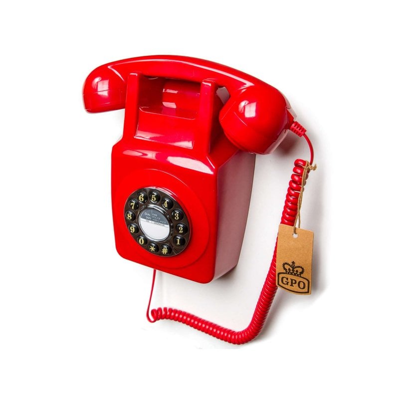 Téléphone Mural Rétro GPO 746 WALL – Bouton Poussoir, Cordon Long