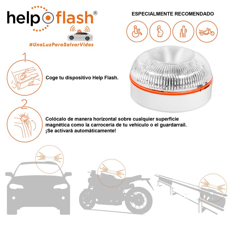 Help Flash Luz de Emergencia V16 con Base Imantada Homologada DGT Pack