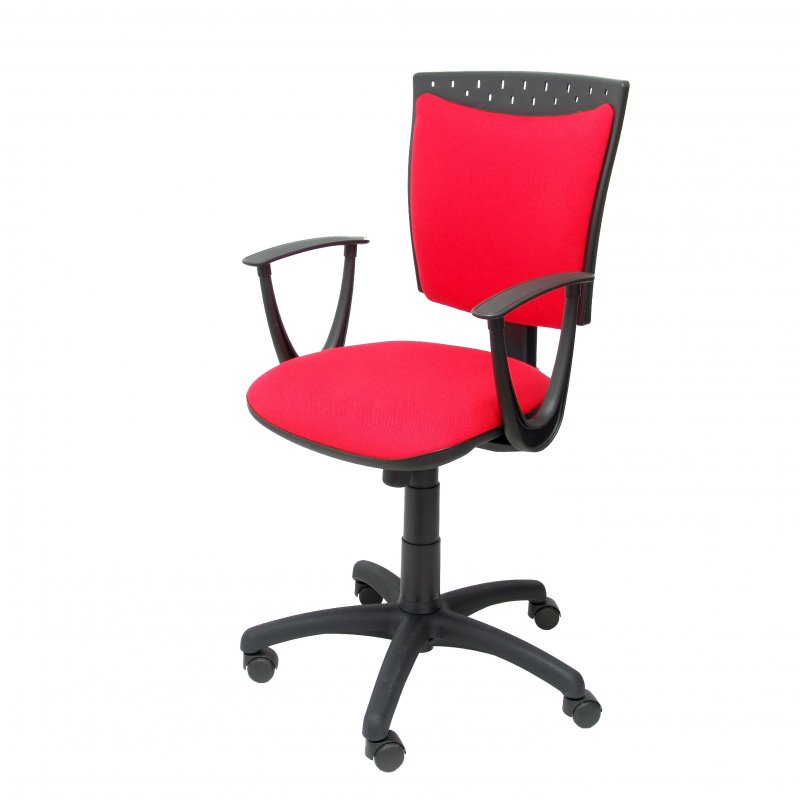 Chaise Bureau Ergonomique Piqueras Y Crespo 04CPSPV79N – Dossier & Assise Tissu Rouge, Hauteur Réglable, Mécanisme Contact Permanent