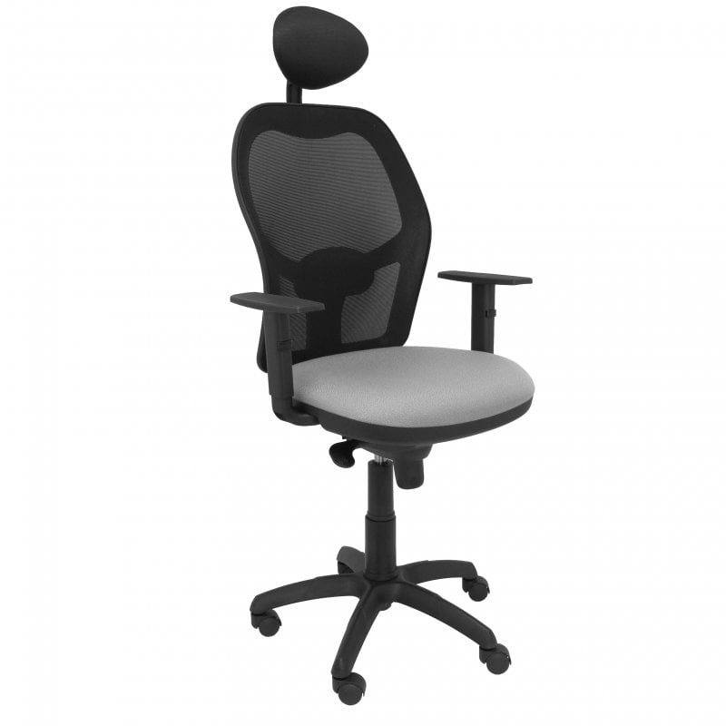 Silla de Oficina Jorquera malla negra asiento bali gris claro con cabecero fijo