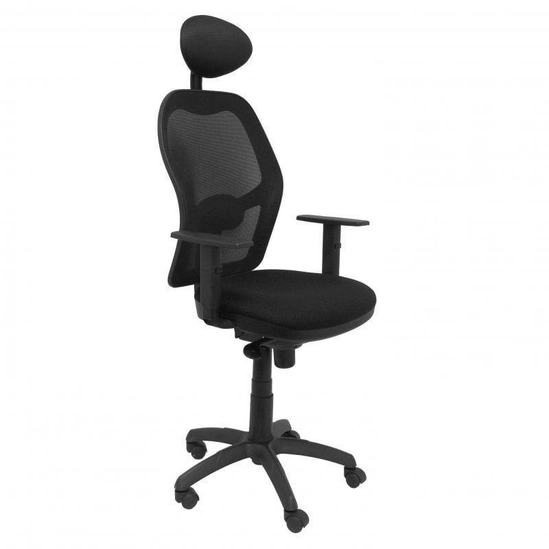 Silla de Oficina Jorquera malla negra asiento bali negro con traslak y cabecero