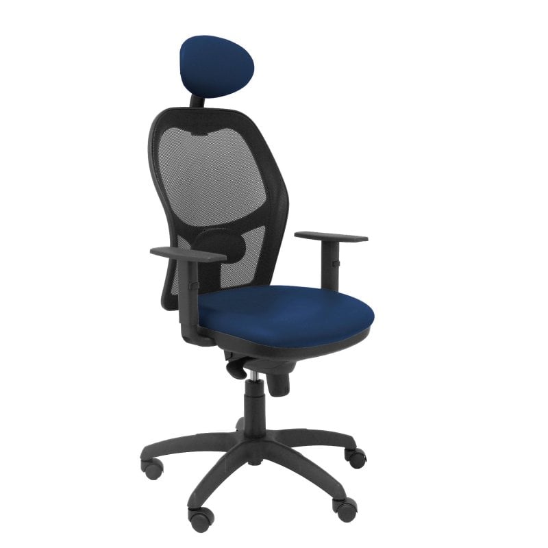 Piqueras y Crespo Jorquera Silla Malla Negra Asiento Similpiel con Cabecero Fijo Azul Marino