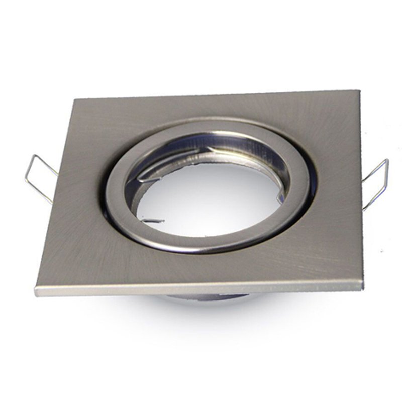 V-Tac Soporte Cuadrado Empotrable para Bombillas GU10 82x22mm Niquel