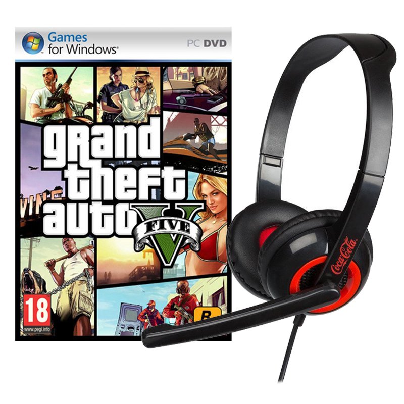 Pack Grand Theft Auto V PC + Indeca Coca-Cola Headset Gaming Multiplataforma