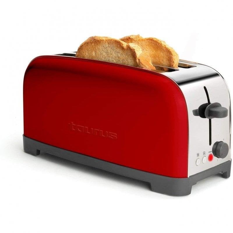 Taurus Rot Retro-Toaster 2 Langschlitze 6 Bräunungsstufen 1400 W