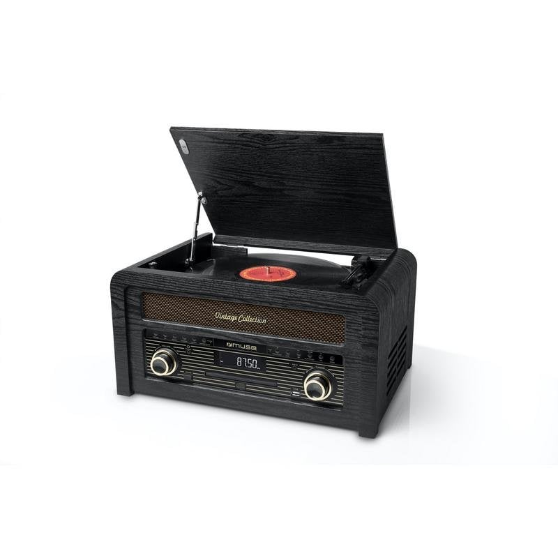 Tocadiscos Muse MT-115 W 20W Bluetooth USB CD FM Tracción Indefinida Madera Negro