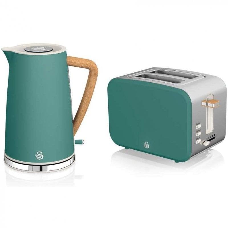 Swan - Set petit-déjeuner - Bouilloire 1,7 L - Grille-pain 2 fentes - Nordic - Vert - Image 4