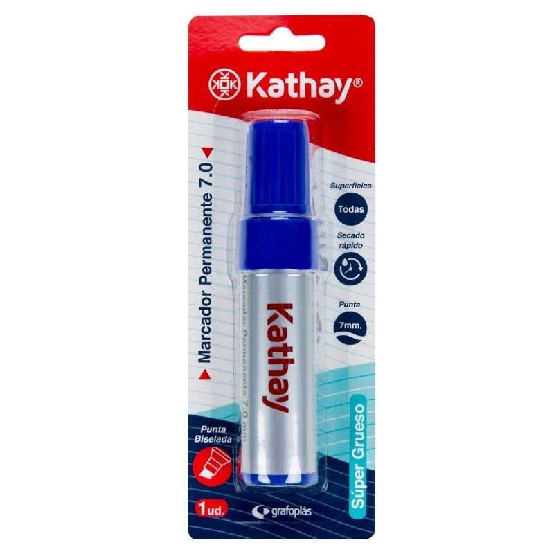 Kathay Rotulador Permanente Punta Biselada 7mm Azul