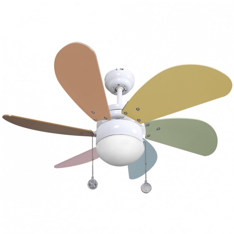 Fabrilamp Delfín Ventilador de Techo con Luz y Mando 52W Colores Pastel