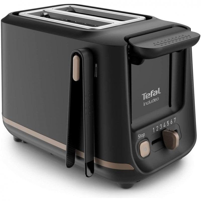 Tostadora Tefal Includeo TT5338 2 Ranuras 850W 7 Niveles Bandeja Recogemigas Negra
