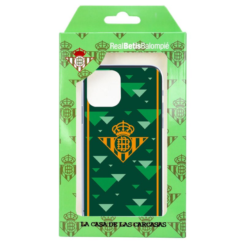 Funda para iPhone X - XS del Real Betis Balompié Fondo Rayas Verdiblancas para Proteger tu móvil. Carcasa para Realme de Silicona Flexible con Licencia Oficial Real Betis Balompié
