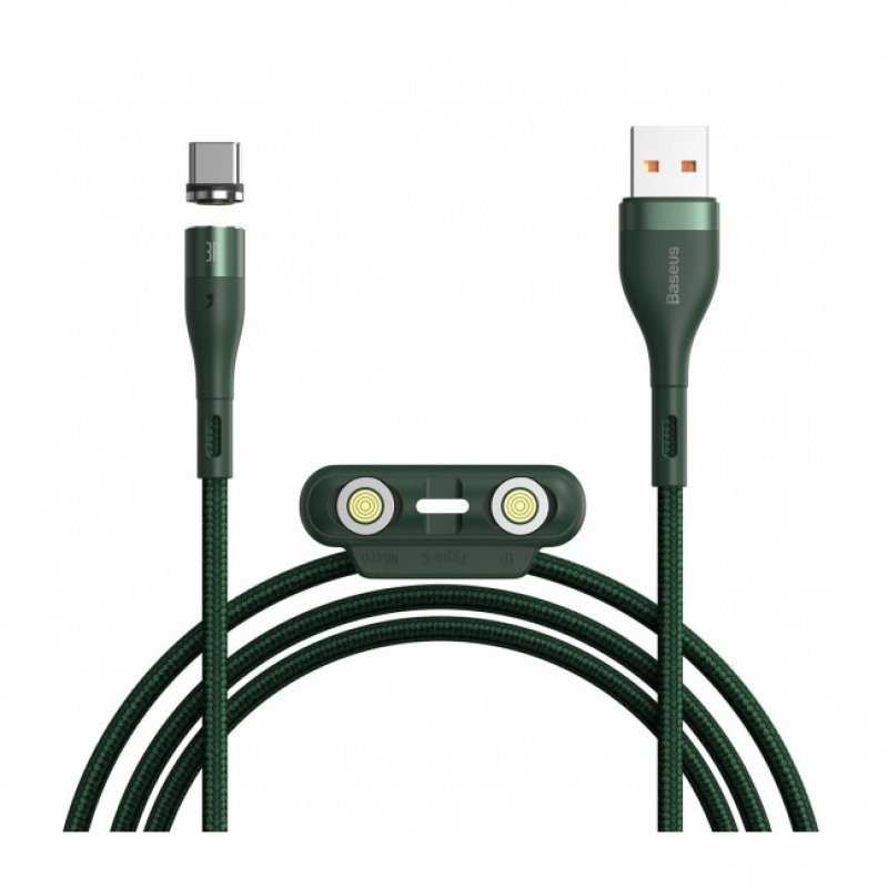Baseus Cable Carga 3 en 1 USB-A a Lightning/ Micro USB/ USB-C 1.2m Verde