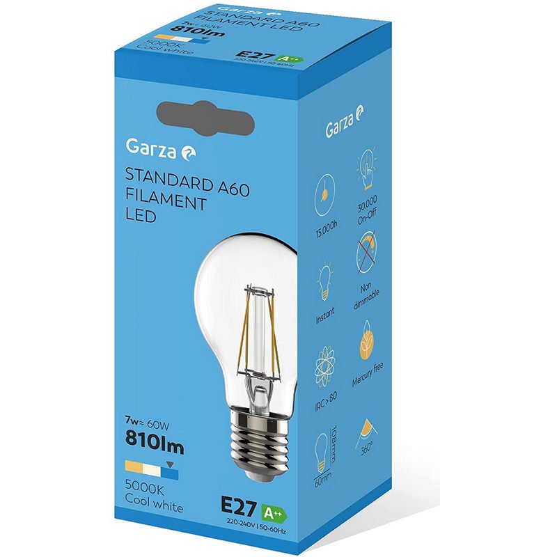 Garza Bombilla de Filamento LED 7W E27 Blanco Cálido