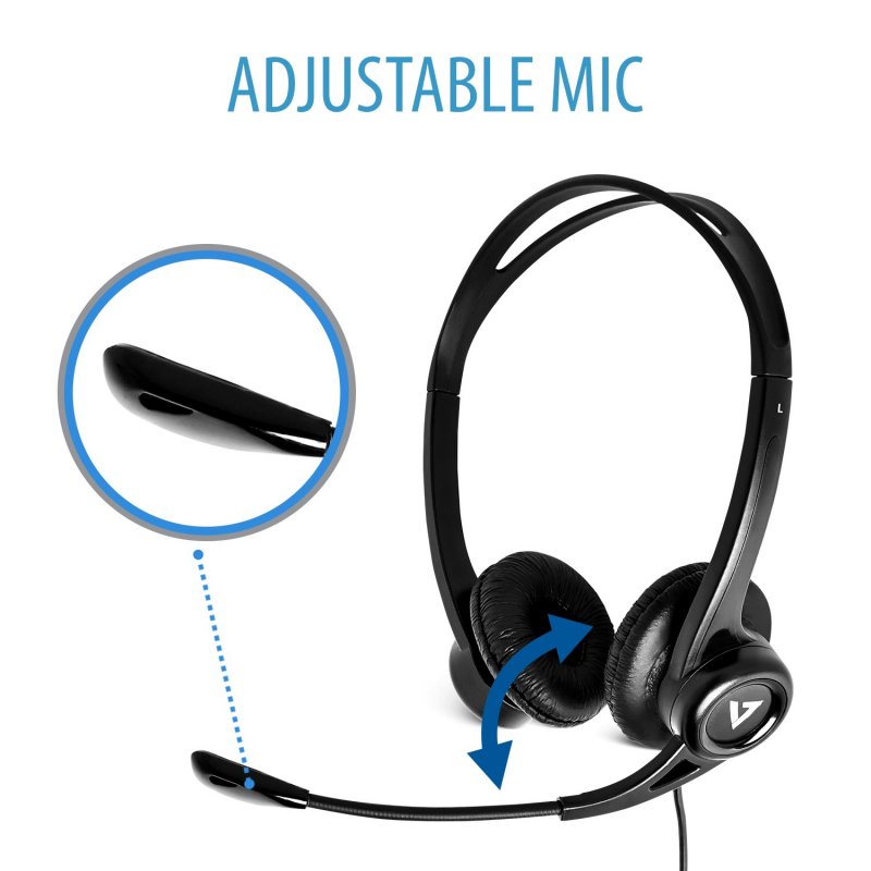 V7 HU511-2EP Casque Deluxe stéréo USB avec microphone