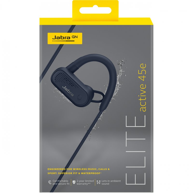 Jabra Elite Active 45e - Écouteurs Bluetooth Sport IP67, Autonomie 9h, Micro Double - Noir