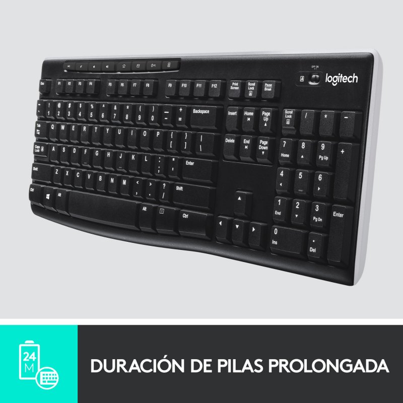 Tastiera Wireless Logitech K270 Per Windows | Full Size Con Tastierino Numerico | Batteria 24 Mesi
