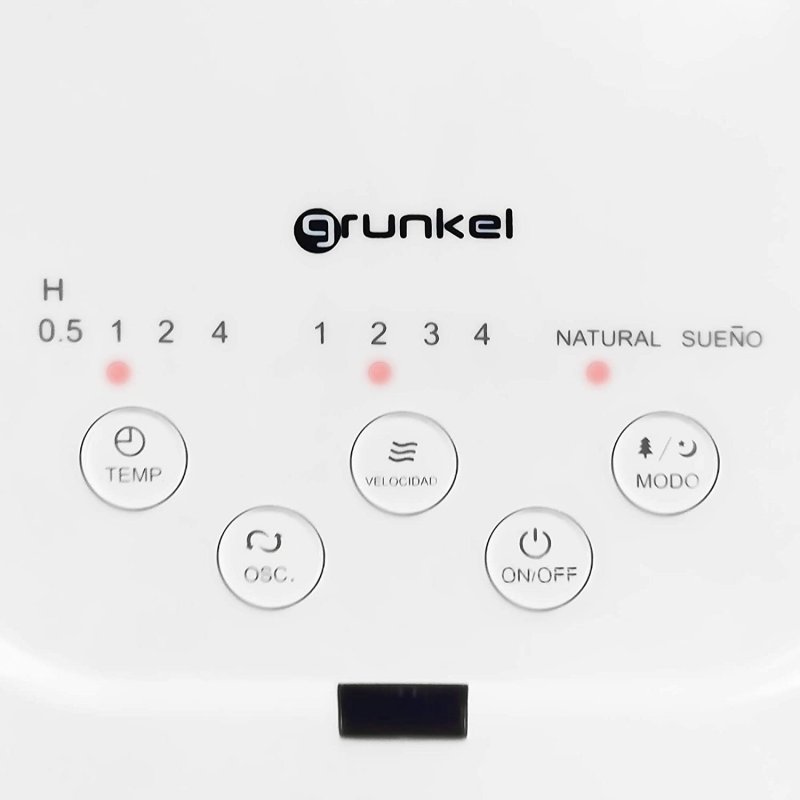 Grunkel Ventilador de Pie FAN-165 de 50W- 16 40cm de diametro con 3 Velocidades y 5 aspas, Altura Regulable hasta 118cm. Cabezal inclinable, oscilación 90° y cable de 1,4m - 50W (Blanco