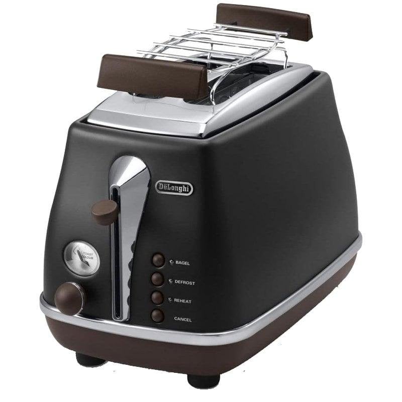 Grille-pain vintage DeLonghi CTOV 2103 2 fentes 900 W 6 niveaux Réchauffage Décongélation Noir