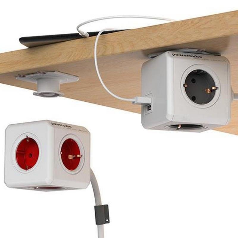 Multiprise USB Cube , Bloc Multiprises avec 4 Prises et 2 Ports USB, 1