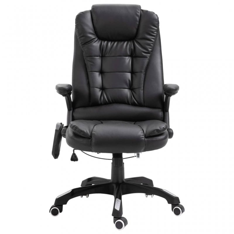 VidaXL Silla de Oficina de Masaje de Cuero Sintético Negra