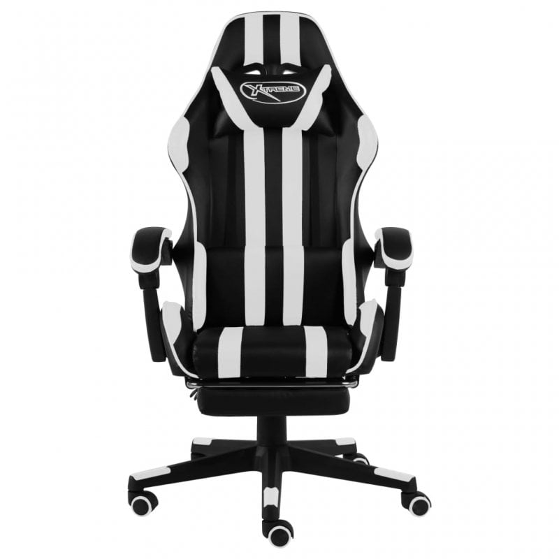 VidaXL Silla Gaming con Reposapiés Cuero Sintético Negro/Blanco