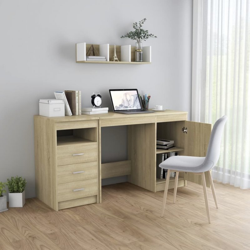 VidaXL Schreibtisch Mit Stauraum - 80x50 Cm Kompakt-Schreibtisch In Sonoma Eiche Optik