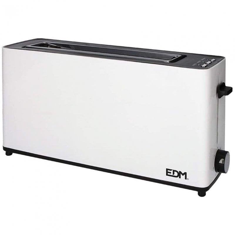 Grille-pain EDM 1 fente longue 900 W 7 niveaux Tiroir ramasse-miettes Blanc