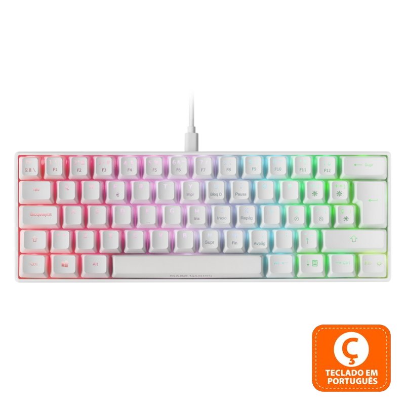 TECLADO MARS GAMING PREMIUM MKULTRA ILUMINACIÓN USB BLANCO