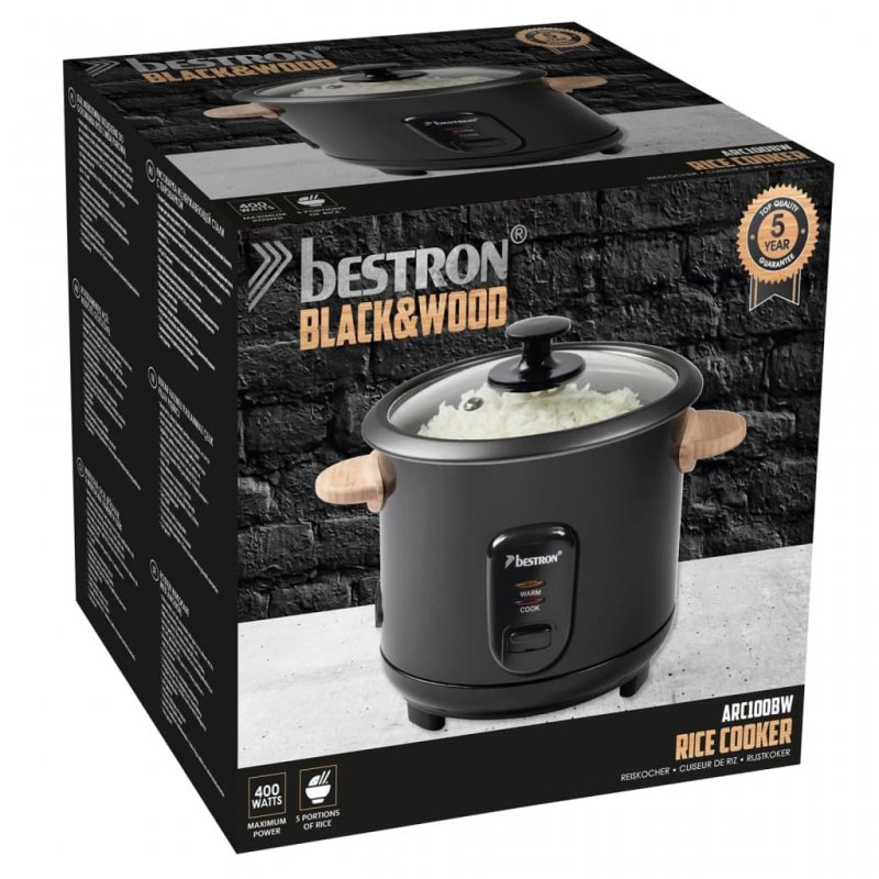 Cuociriso Bestron ARC100 1 Litro - Pentola Per Riso, Cottura A Vapore, 400W, Con Inserti Rimovibili