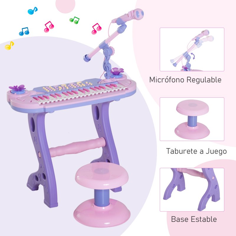 Homcom crianças piano 37 teclas teclado eletrônico jogo de piano