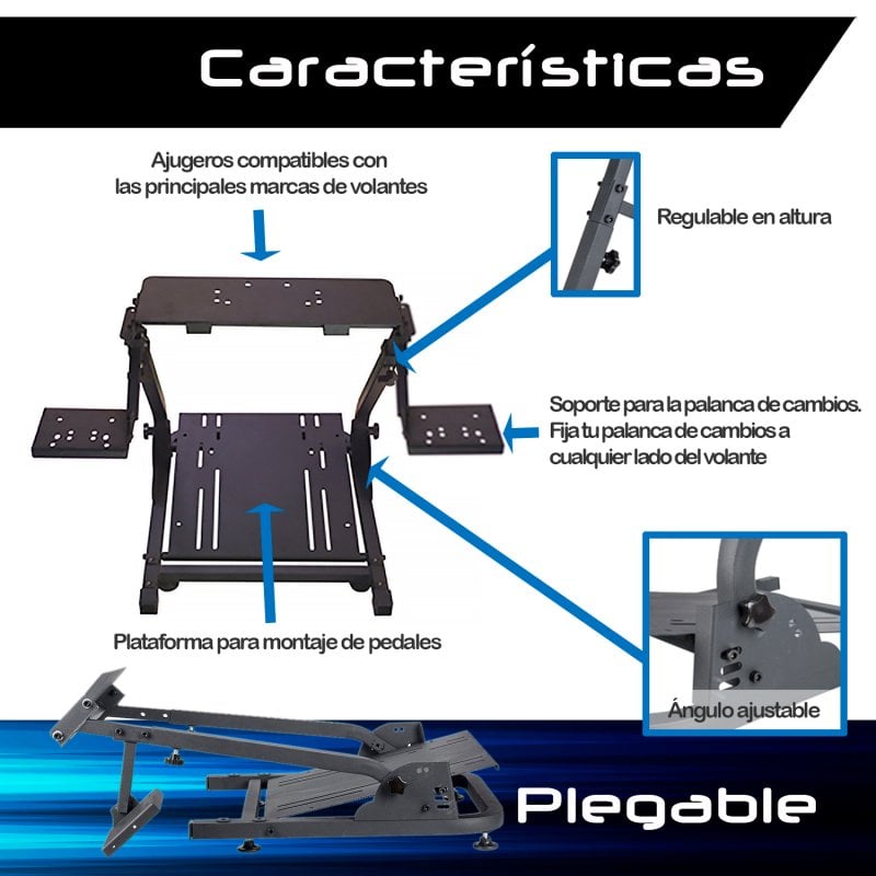 GT Omega Soporte Volante Logitech G29 G920 G923 Force Feedback Thrustmaster  T500 RS y TH8A Shifter