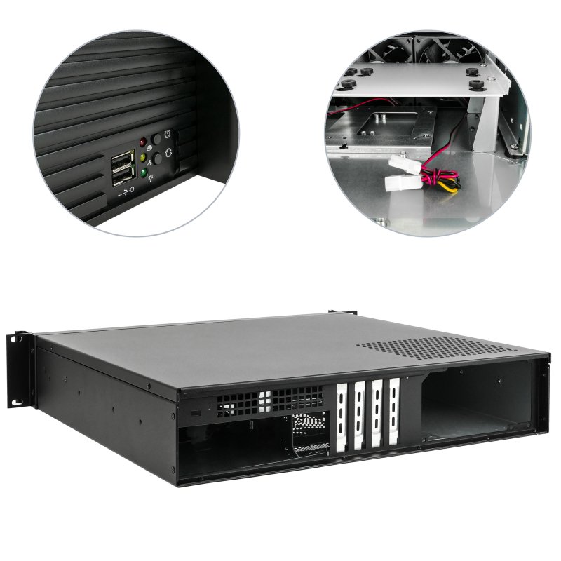 Cassetta chassis rack 19 IPC mini-ITX 1U 1x3.5 2x2.5 profondità