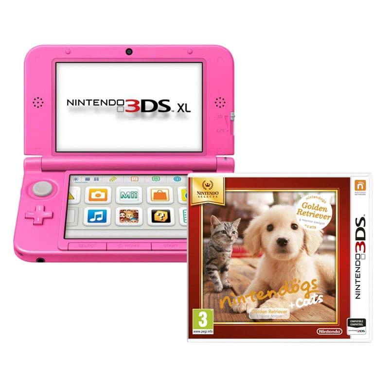Nintendo 3DS XL Rosa + Nintendo Nintendogs + Cats Golden Retriever