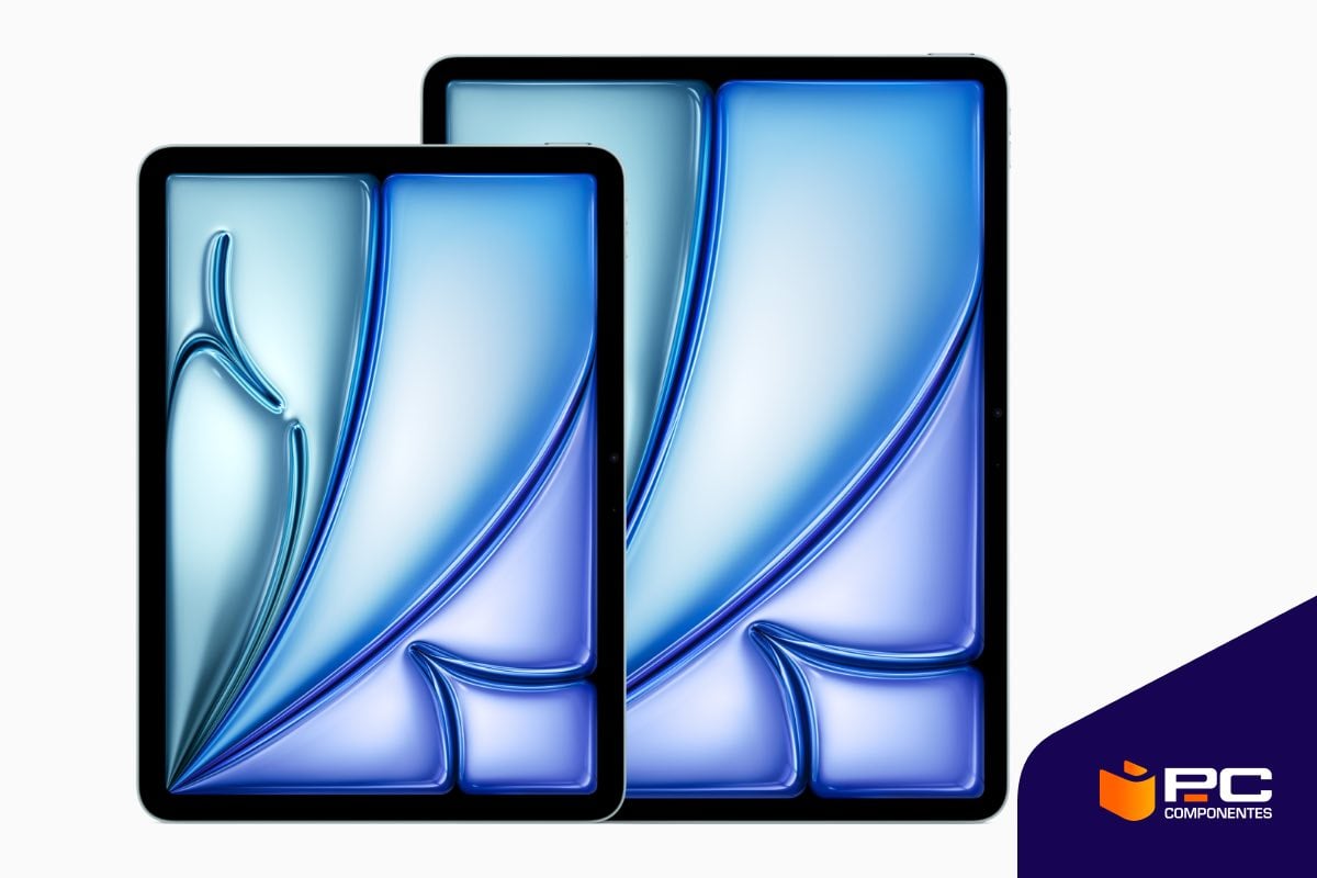 Imagen comparativa del tamaño de los dos modelos del iPad Air de 2025