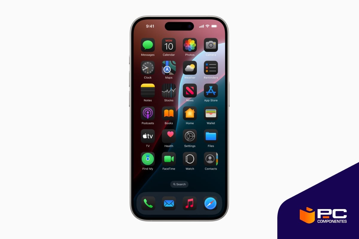 Un iPhone con la pantalla encendida mostrando el nuevo sistema operativo: iOS18